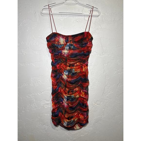 PrettyLittleThing Dresses & Skirts - NWT Prettylittlething multin sheer lined‎ ruched bodycon dress womens 6 festival